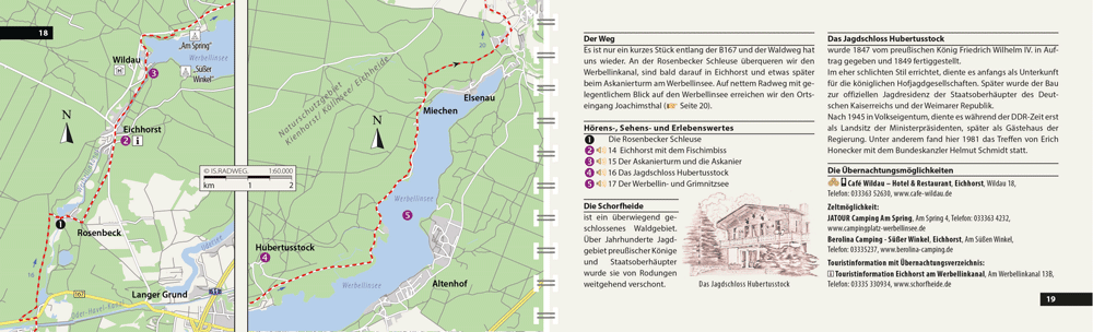 Beispielseiten zum Radreiseführer Unterwegs auf dem Berlin–Usedom Radfernweg