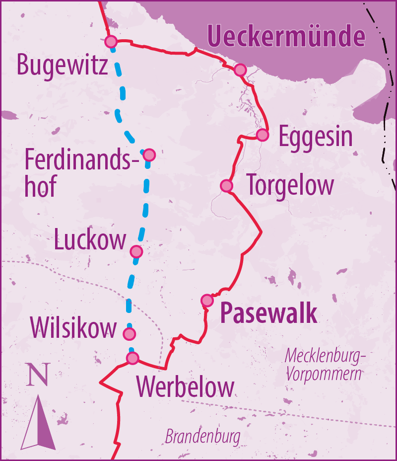 Berlin-Usedom Radfernweg Abkürzung Werbelow-Bugewitz