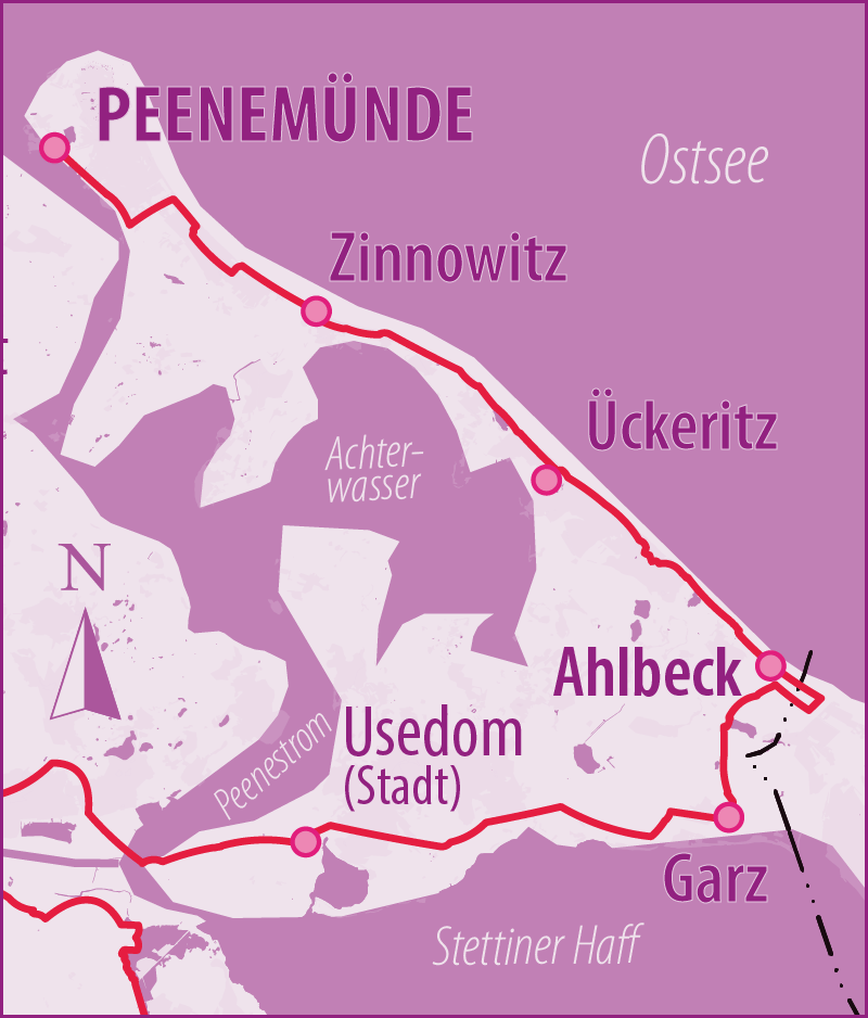 Berlin-Usedom Radfernweg Etappe 6 Usdeom (Stadt)-Peenemünde